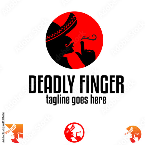 Deadly Finger symbol concept vector emblem style, with the silhouette of Bandit