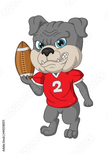 Cartoon bulldog playing a rugby