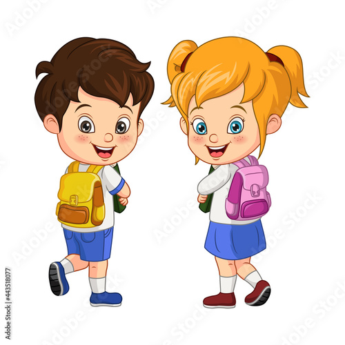 Happy children go to school