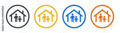 Orphanage house icon. Child care symbol vector illustration.