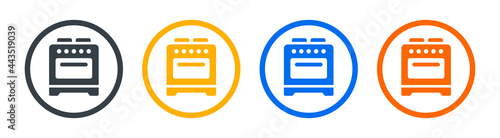Kitchen domestic gas oven icon. Baking equipment concept