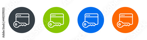 Set of web security icon. Browser login symbol on circle design. Online protection concept