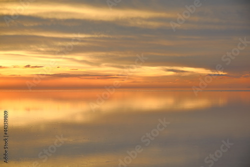 Sunset in Salar de Uyuni salt flat, Bolivia