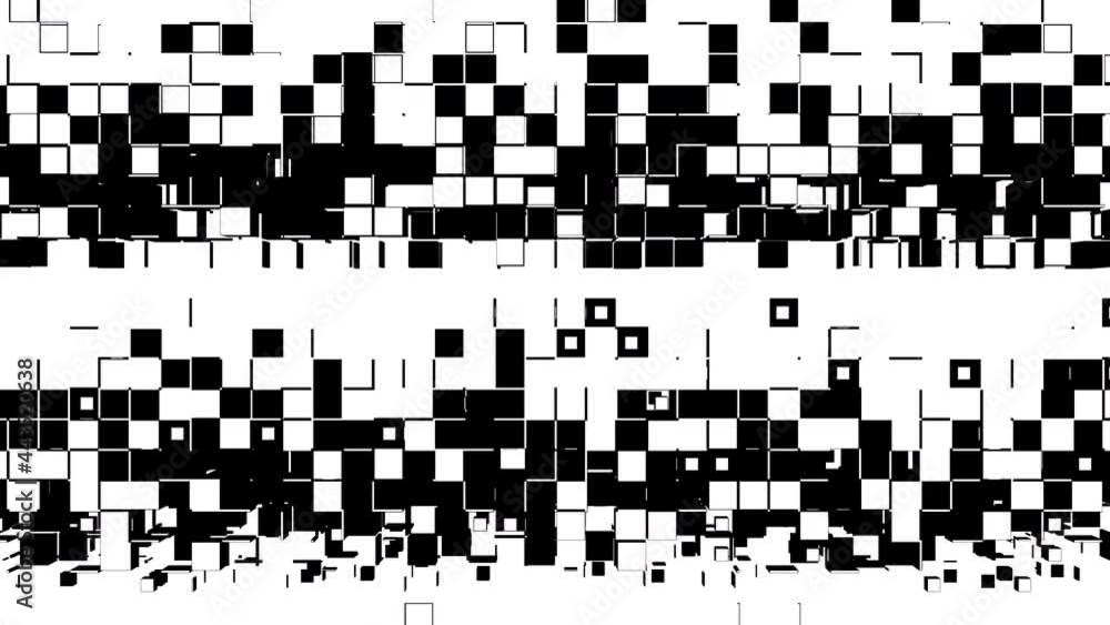 Abstract strips of square mosaic cells moves vertical on the screen. Abstract black and white matte mask, seamless loop CG animation. Abstract strips of square mosaic cells moves vertical on the screen. Abstract black and white matte mask, seamless loop CG animation.