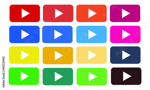 Play button,set,vector,icon,isolated,flat,video,youtube,動画,プレイボタン,再生ボタン,アイコン,セット