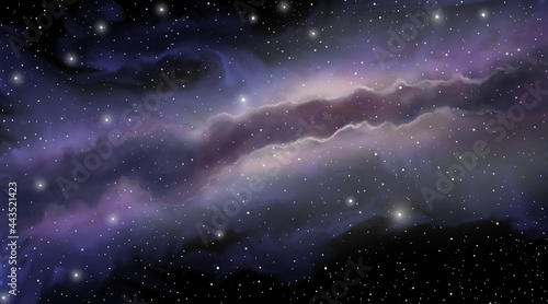 Fairy tale starry sky and milky way nebula at night