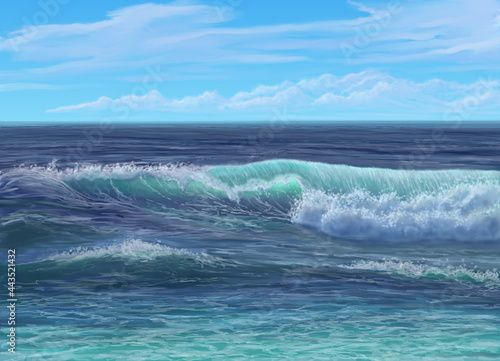 sea wave on coast of blue sea