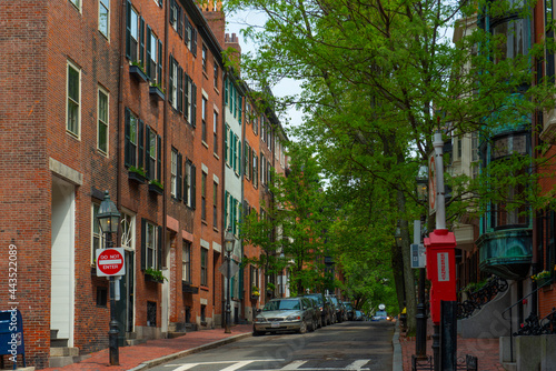 Historic Buildings at 63 Pinckney Street at Anderson Street on Beacon Hill, Boston, Massachusetts MA, USA. photo
