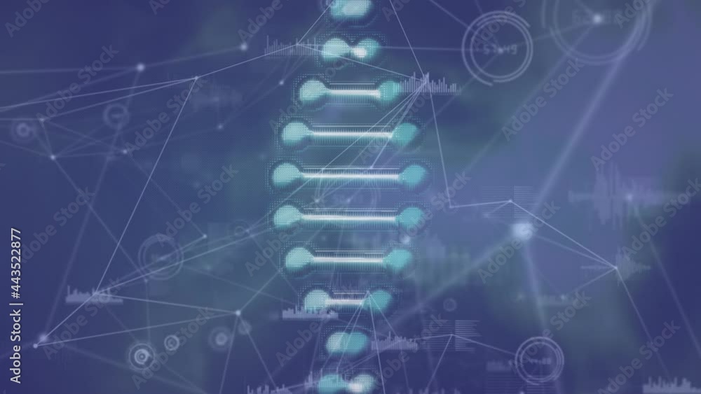 Animation of dna strand over networks of connections Animation of dna strand over networks of connections
