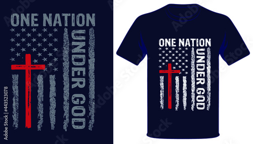 One nation under god usa grunge flag christian tshirt design