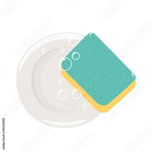 dish with a sponge