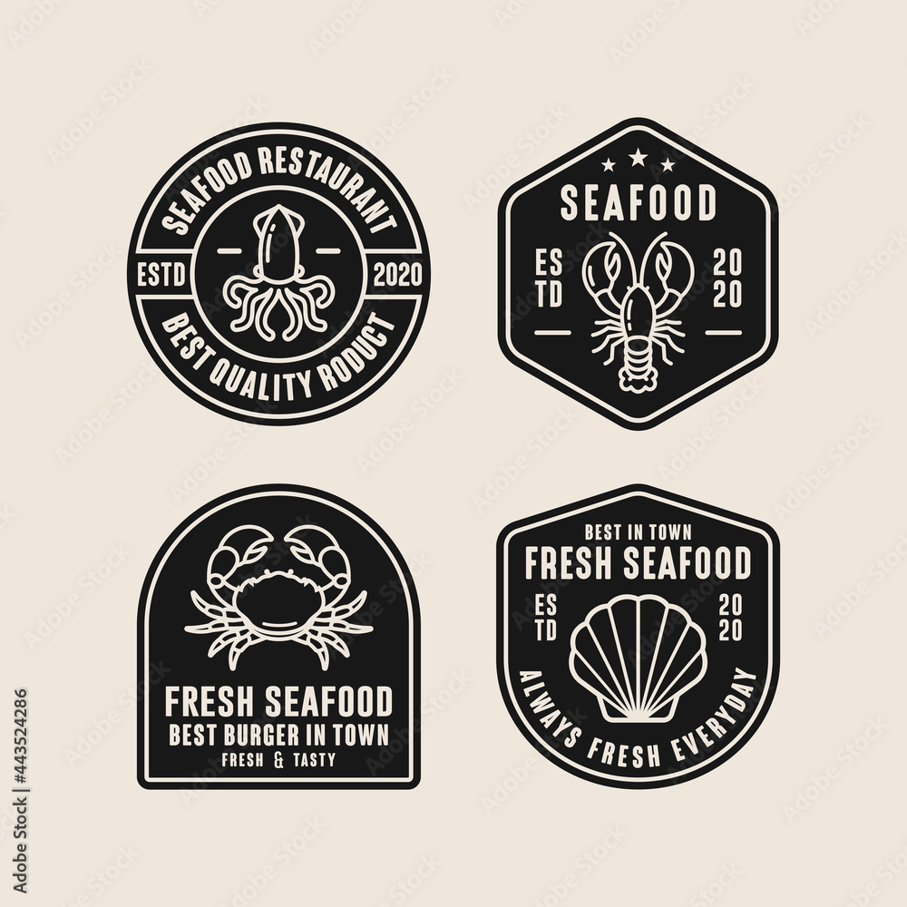 Seafood restaurant design premium logo collection