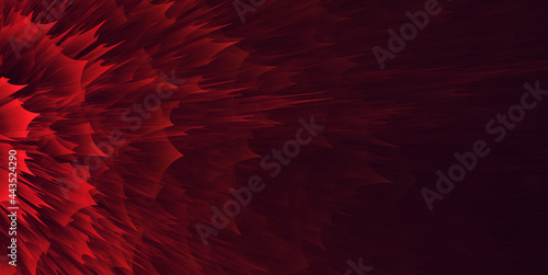 Abstract red fractal spikes explosion expanding horizontally