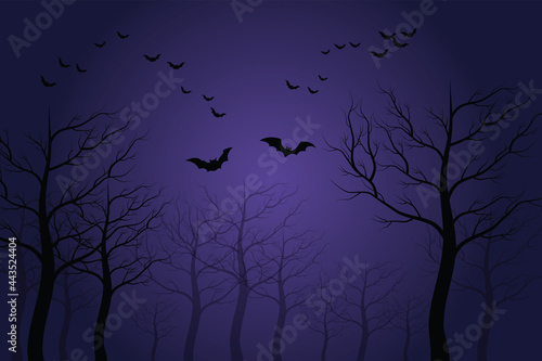 A scary forest curtain Lonely atmosphere Halloween festival background illustration.