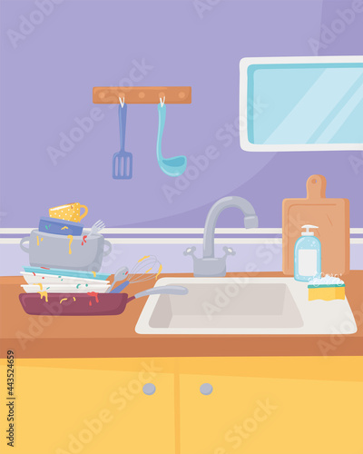dirty kitchen dishes
