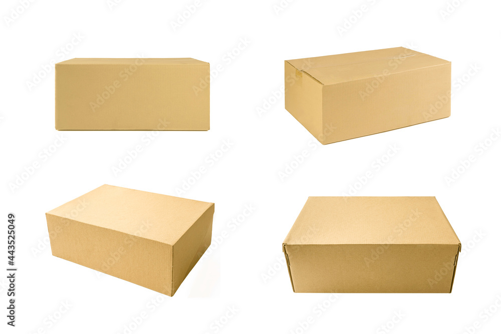 Cardboard boxes set isolated on white background. Cardboard boxes set isolated on white background.