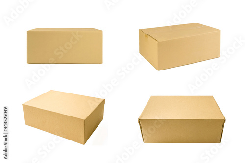 Cardboard boxes set isolated on white background. © Suraphol