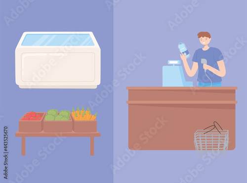 grocery seller and counter