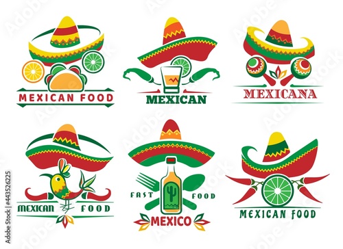 Mexican fast food logo set