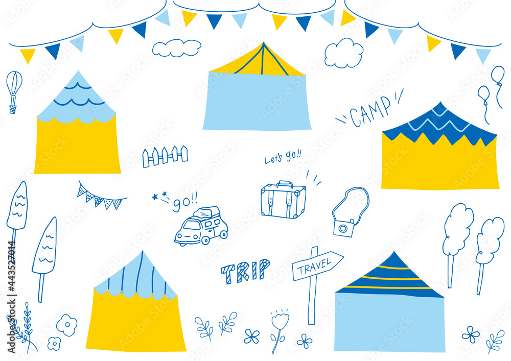 手がきのテントキャンプ旅行のイラスト Stock Vector Adobe Stock