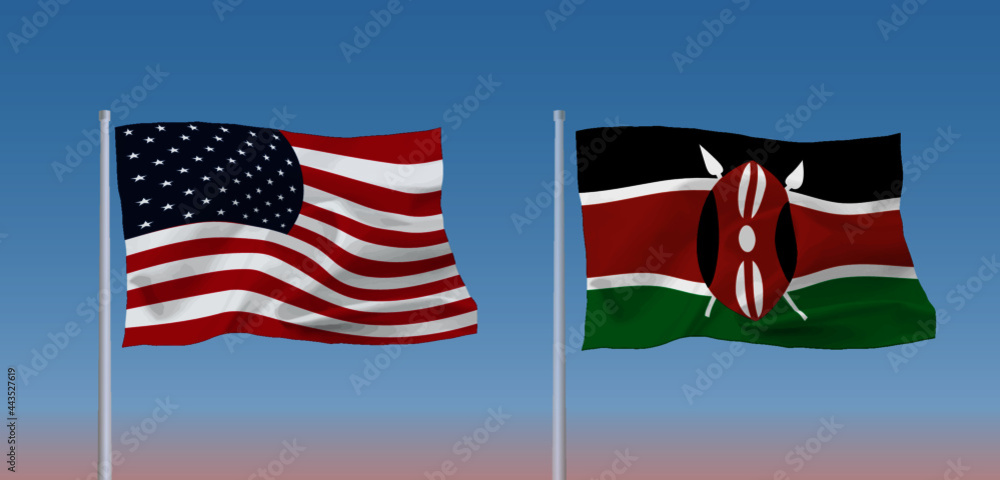 Fototapeta premium アメリカ合衆国とケニア共和国の国旗