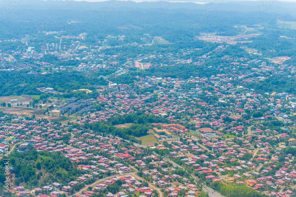 Aerial view of Brunei from airplane