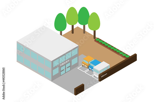 アイソメトリックな学童保育所の建物
