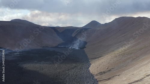 Large basalt lava field with black rugged rock surface, Natthagi valley photo