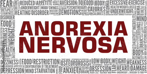 Anorexia Nervosa vector illustration word cloud isolated on a white background.