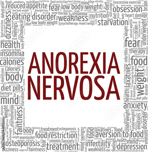 Anorexia Nervosa vector illustration word cloud isolated on a white background.