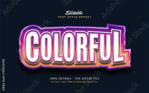 Bold Colorful Text Style with Embossed Effect. Editable Text Style Effect