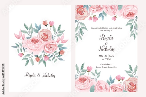 set of wedding card collection with blush pink floral theme