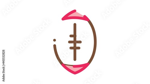 Rugby Ball Icon Animation. color Rugby Ball animated icon on white background photo