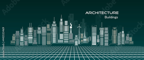 Architecture building concept design for modern city illustration.