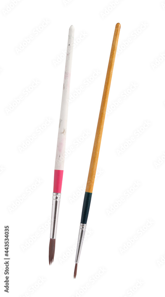Old paintbrush on a white background Old paintbrush on a white background