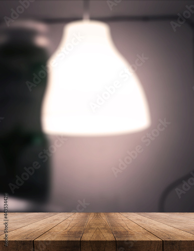 3D rendering, wooden top table on isolate light and blurred background