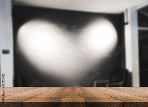 3D rendering, wooden top table on isolate light and blurred background