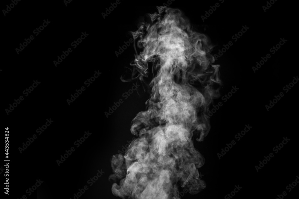 Curly white steam, Fog or smoke isolated transparent special effect on black background. Abstract mist or smog Curly white steam, Fog or smoke isolated transparent special effect on black background. Abstract mist or smog