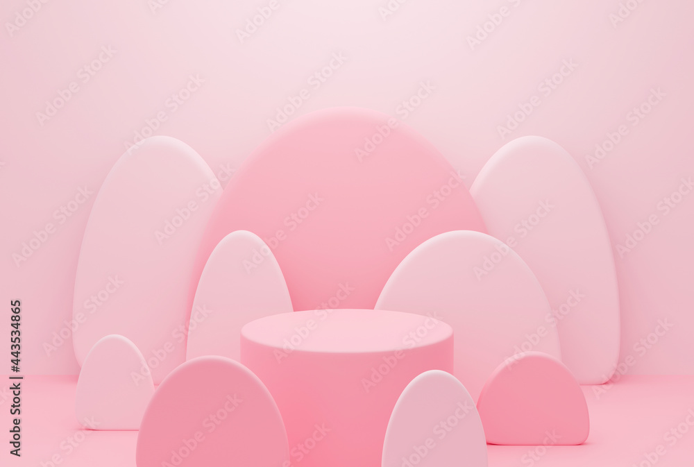 Cute 3d rendering of podium stand on pastel background abstract. Creative ideas minimalism.