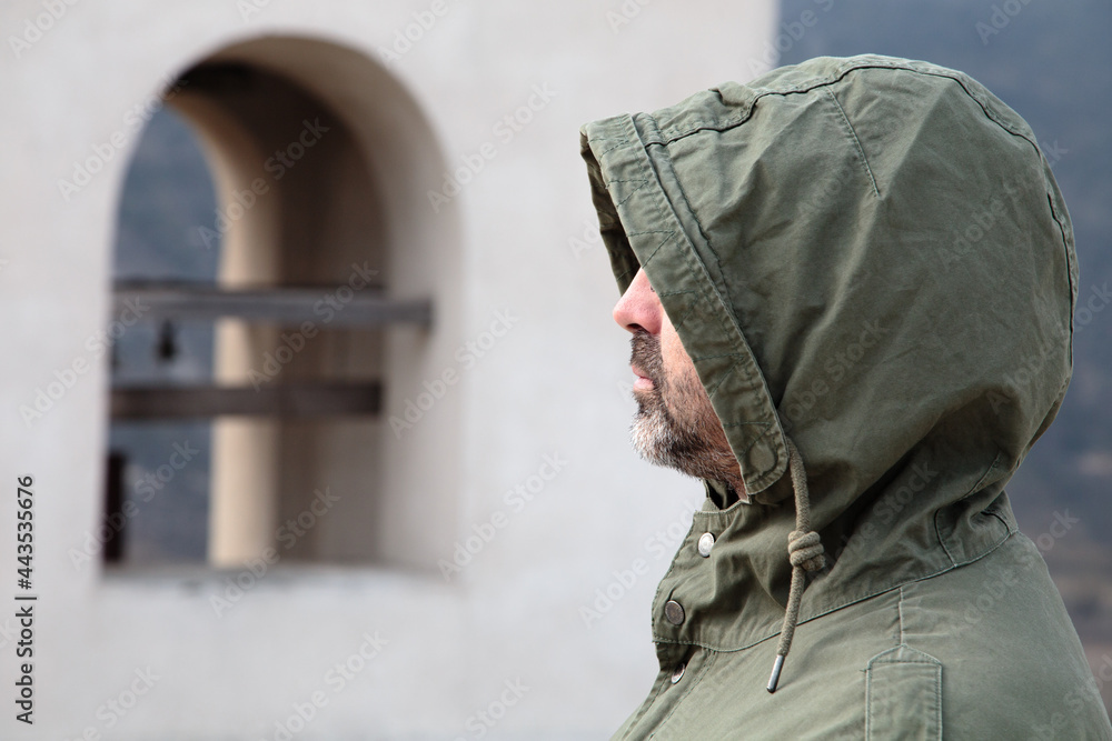 Profile of a man with a beard and mustache. Profile of a man with a beard and mustache.