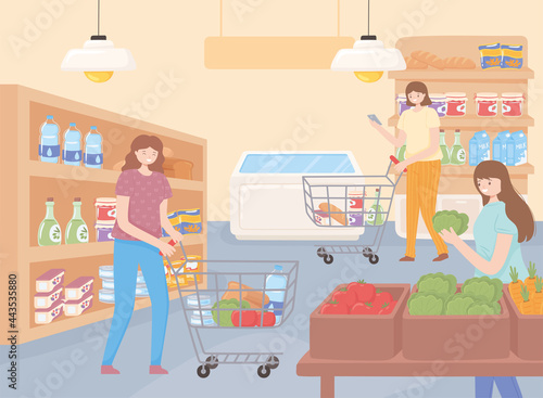 women shopping grocery