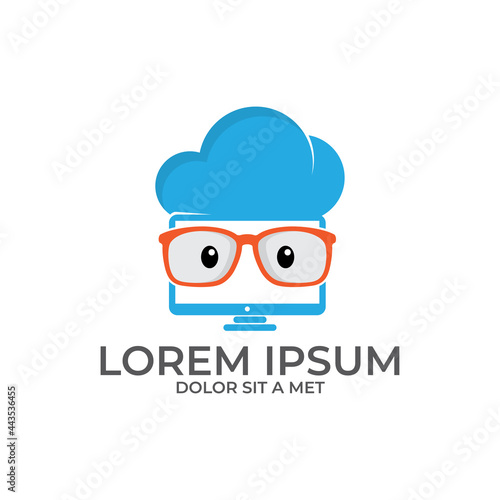 Geek icon design template, geek face mascot illustration vector design isolated on white background, esport logo design vector, gaming logo vector.