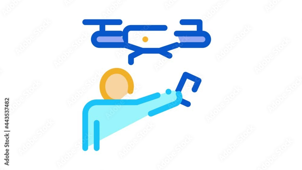 Human And Drone Icon Animation. color Human And Drone animated icon on white background Human And Drone Icon Animation. color Human And Drone animated icon on white background