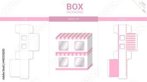 Box packaging and mockup die cut template