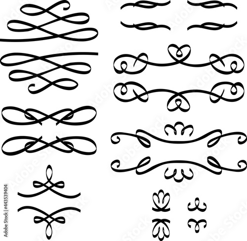 カリグラフィ風の装飾的なラインのセット