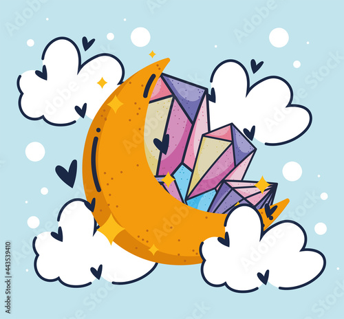 moon with magical quartz