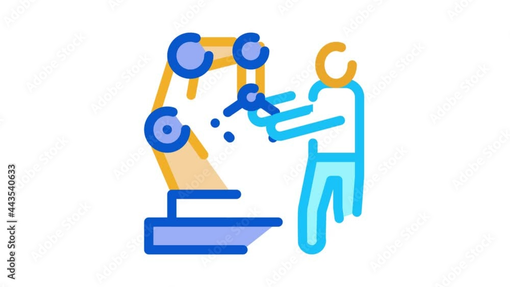Man And Robot Arm Icon Animation. color Man And Robot Arm animated icon on white background Man And Robot Arm Icon Animation. color Man And Robot Arm animated icon on white background