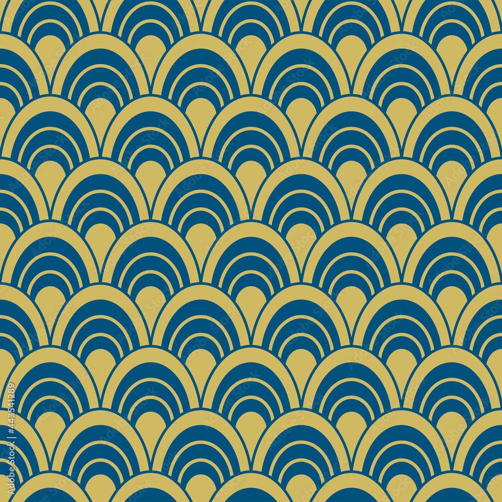 Japanese Fish Scale Wave Vector Seamless Pattern Japanese Fish Scale Wave Vector Seamless Pattern