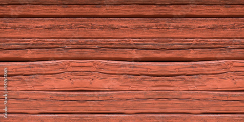 Wooden boards of a cottage with deep Falu red or falun red paint. This is a dye that is used in a deep red paint, well known for its use on wooden cottages and barns in Sweden and Finland photo