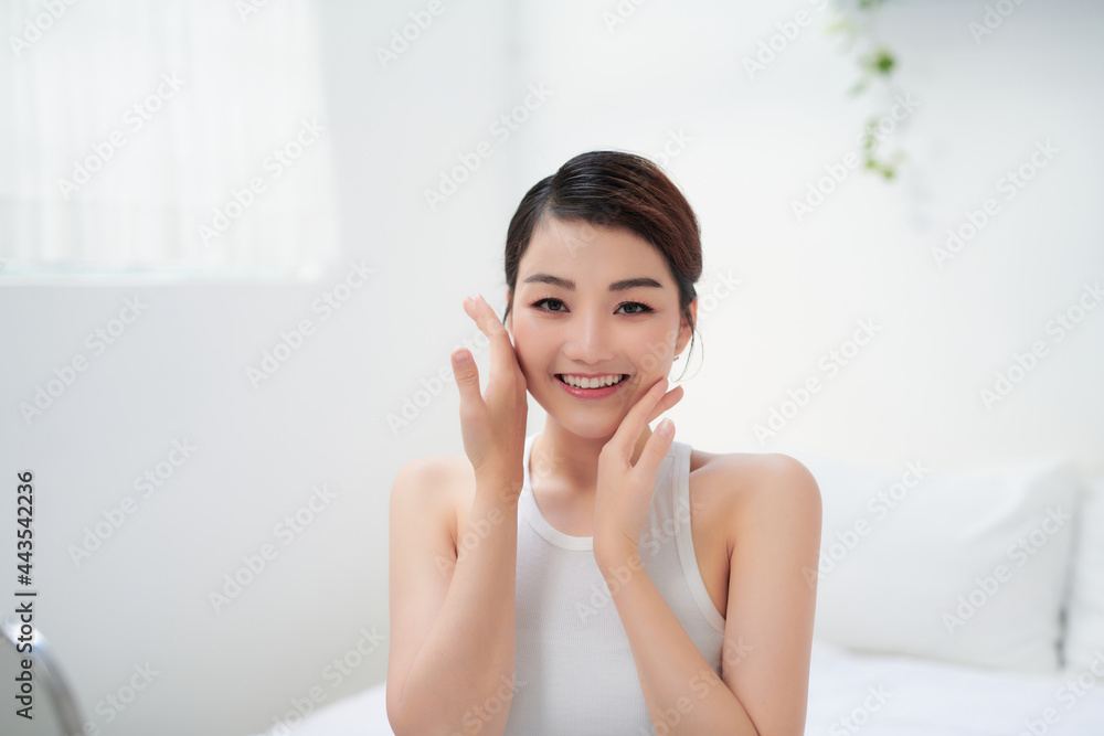 facial makeup of young asian beautiful woman on white background facial makeup of young asian beautiful woman on white background